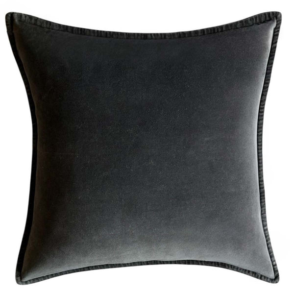 CHARCOAL STONEWASHED VELVET CUSHION MD