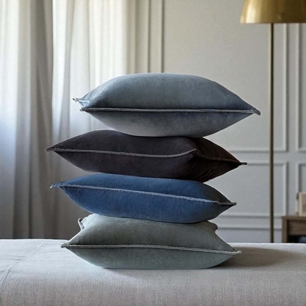 CHARCOAL STONEWASHED VELVET CUSHION MD