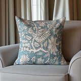 Funky bird seafoam cushion