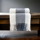 pure wool throw blue / grey  stripe