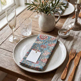 RED / BLUE FLORAL SET 4 NAPKINS