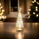 LARGE GLASS FESTIVE CHRISTMAS TREE WITH LED LIGHT