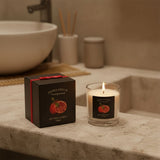 ribbon box candle - pomegranate
