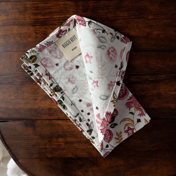 pink green multi set/4 napkins