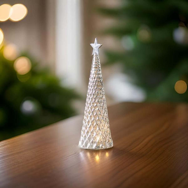 DIAMOND PATTERN GLASS LED CHRISTMAS TREE