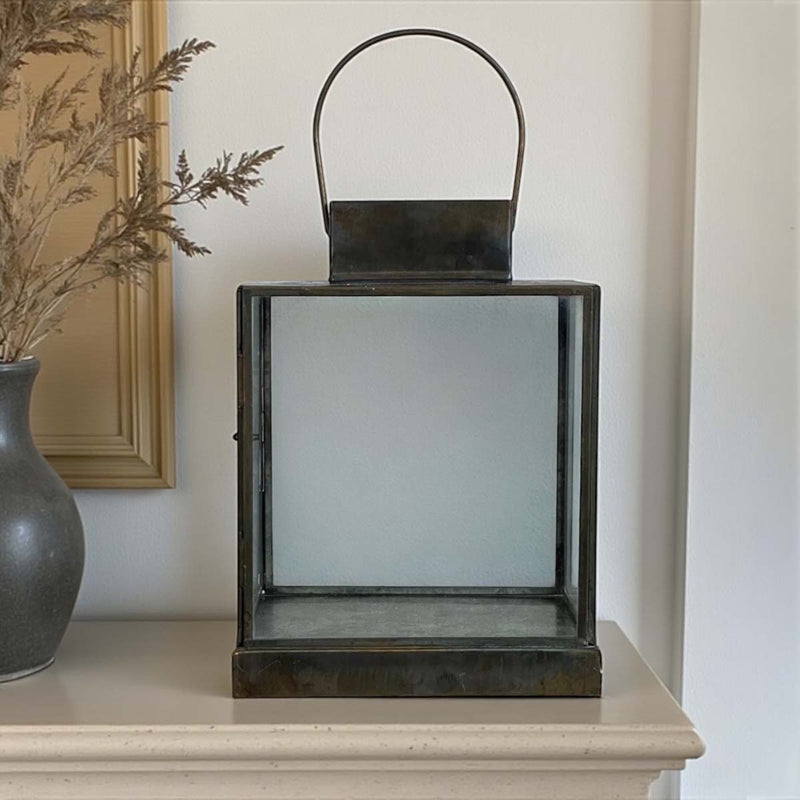 Large aged baki square lantern 27cm