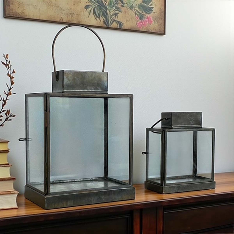 Large aged baki square lantern 27cm