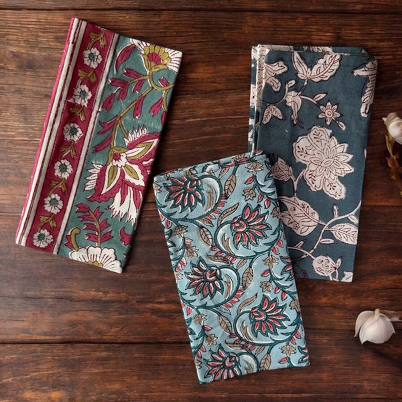 multi motif napkins set/4