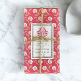 red & green  floral scented soap