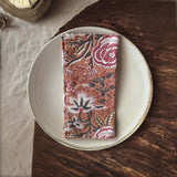 peach  green multi set/4 napkins