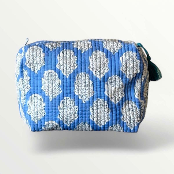 blue block  large cosmetic bag