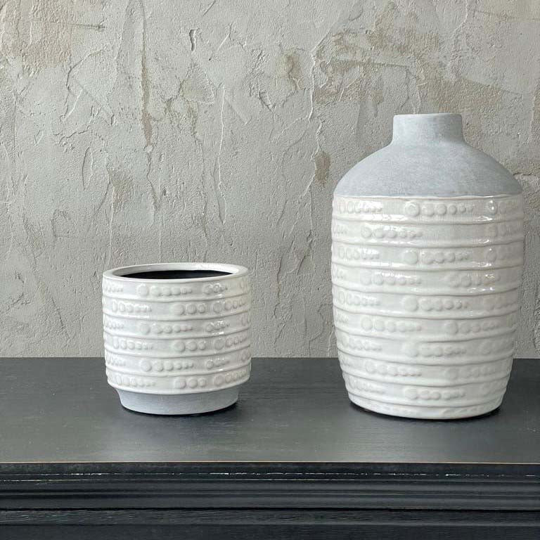 Medium 2 Tone White/Cement pot