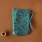 Lrg teal floral jewellery roll