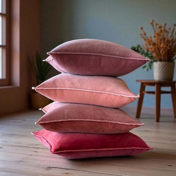 ROSE PINK STONEWASHED VELVET CUSHION MD