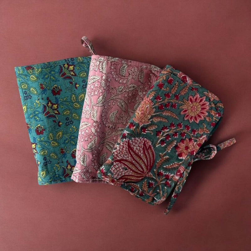 Lrg teal floral jewellery roll