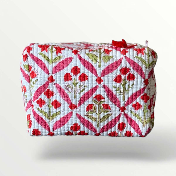 party pink green  large cosmetic bag