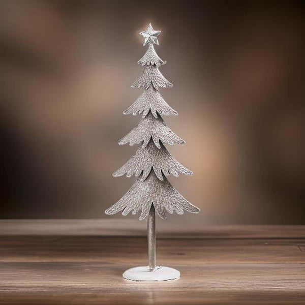 METAL CHRISTMAS TREE - RUSTIC SILVER