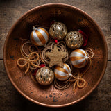 Lrg bl/red stripy bauble