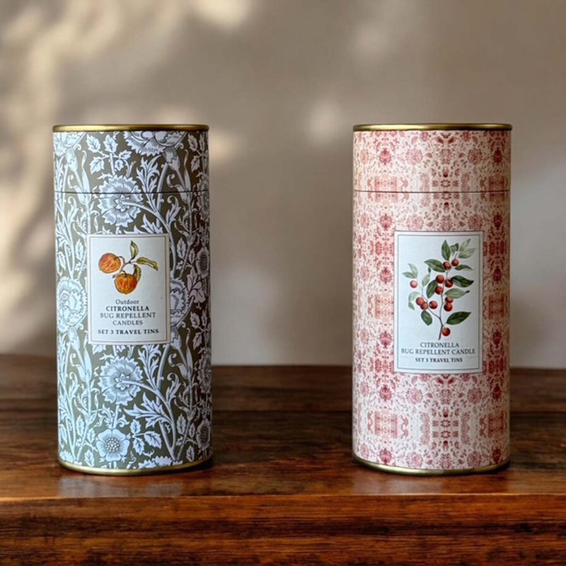 red 3 x citronella candle canister