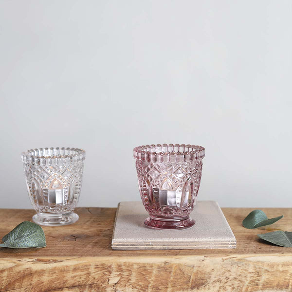 PINK PRESSED TEALIGHT HOLDER(W)