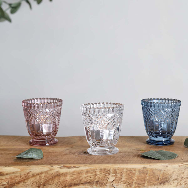 PINK PRESSED TEALIGHT HOLDER(W)