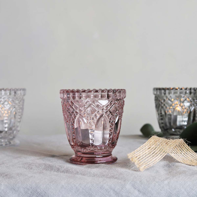 PINK PRESSED TEALIGHT HOLDER