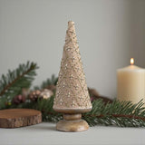 Natural fabric tree - gold beadwork