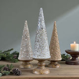 Natural fabric tree - gold beadwork