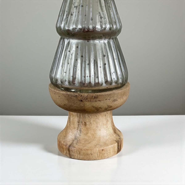 Glass Tree wood base  - silver