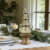 Gold glass tree wood base