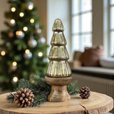 Gold glass tree wood base