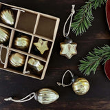 set 9 mini gold baubles