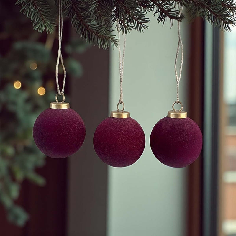 Felt baubles set 6 - cherry