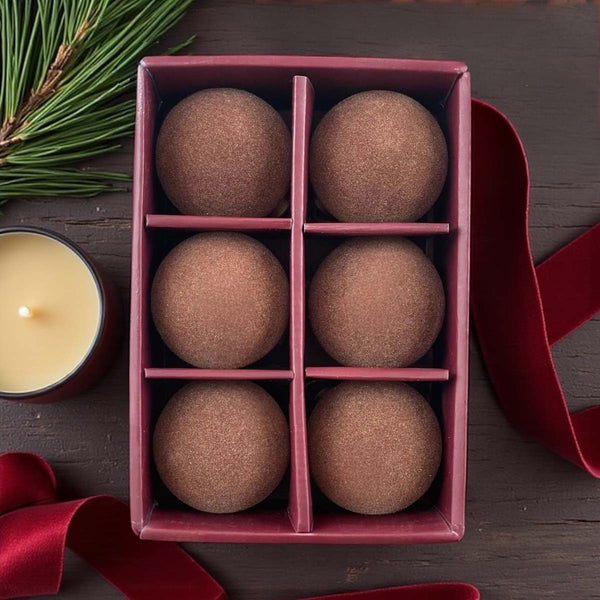 Felt baubles set 6 - rust