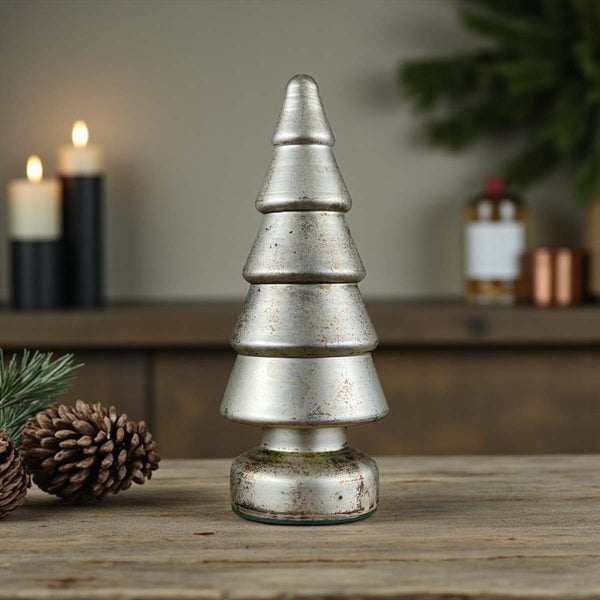 antique silver matt glass tree