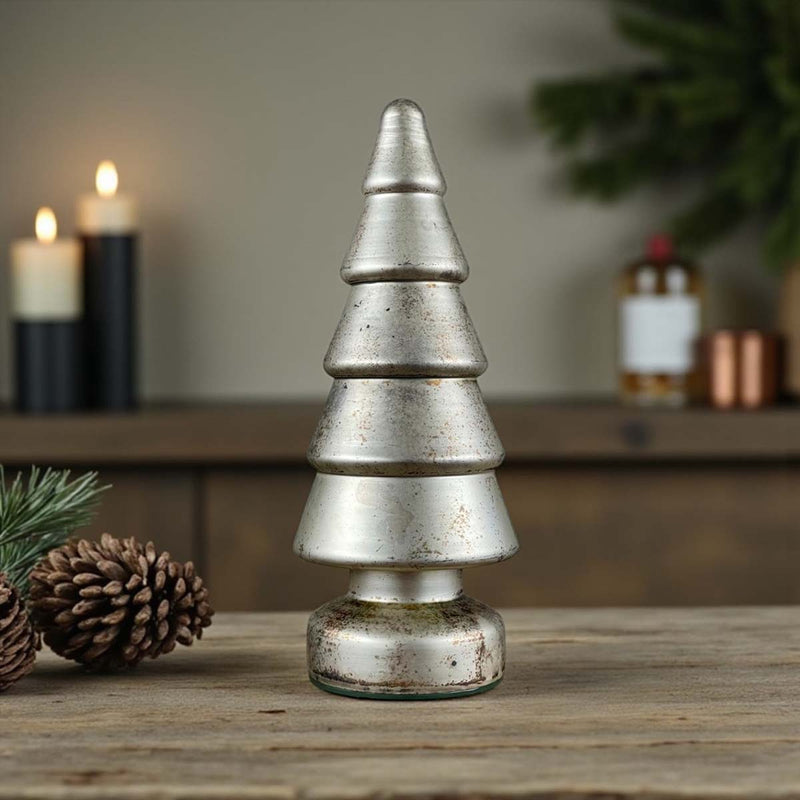 antique silver matt glass tree