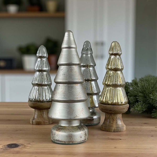 antique silver matt glass tree