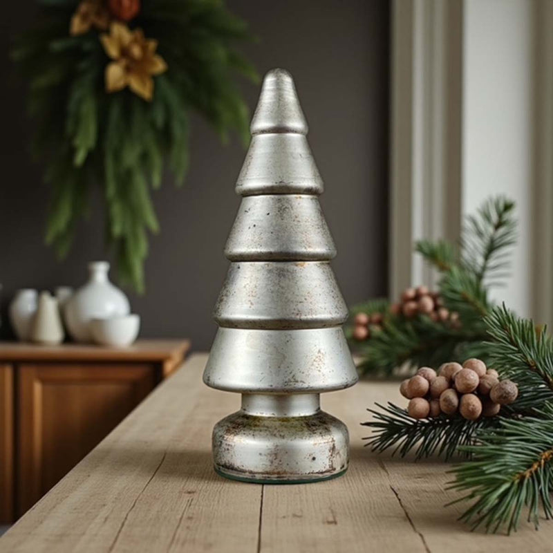 antique silver matt glass tree