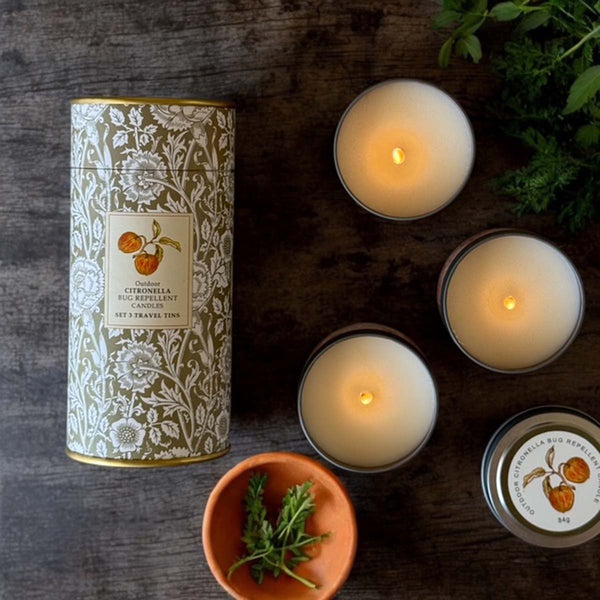 green 3 x citronella candle canister
