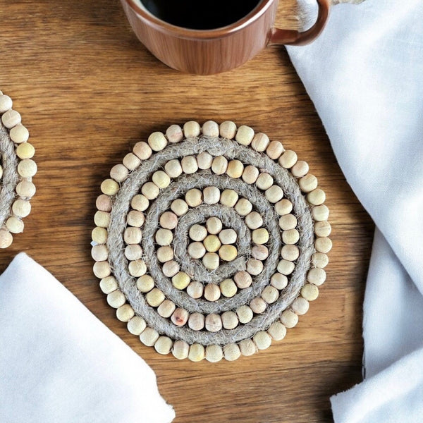 WOOD BEADED COASTER