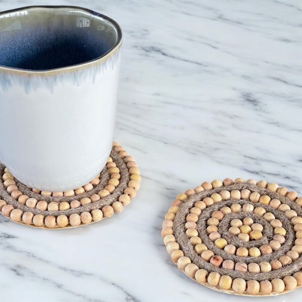 WOOD BEADED COASTER