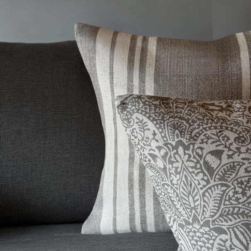 Fluff Stripe, sage cushion