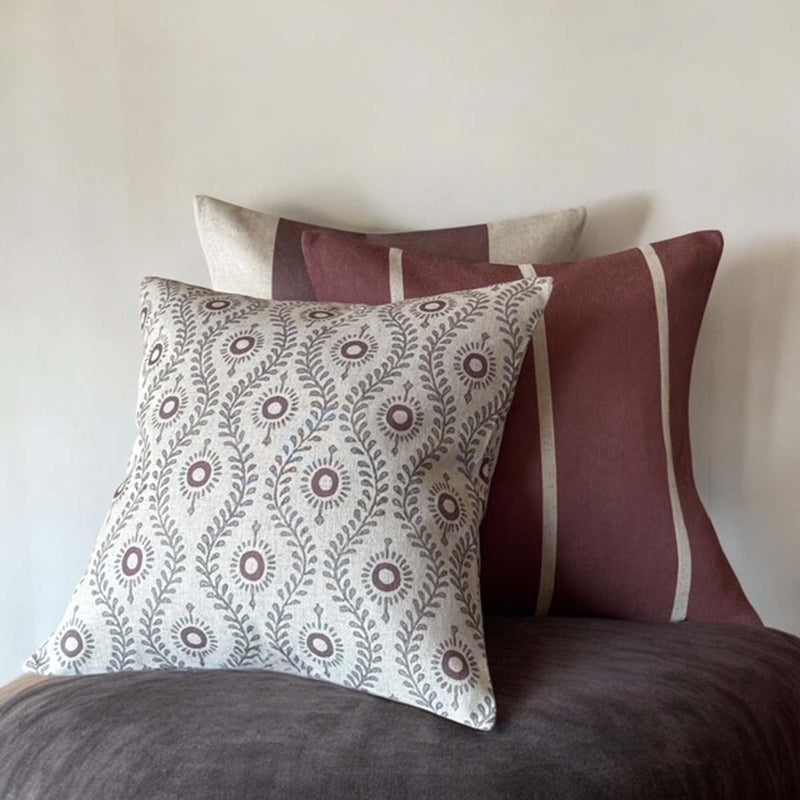 Rustic Stripe aubergine cushion