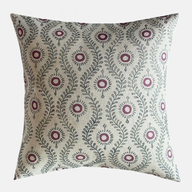 Tumble Twine sage & red cushion