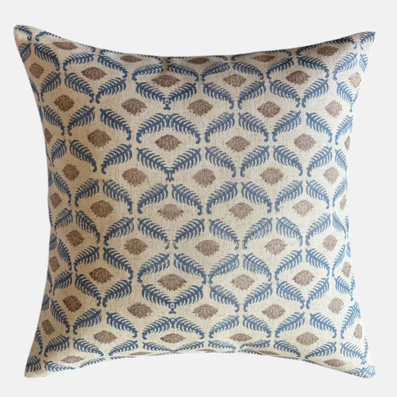 Feather dark blue & linen cushion
