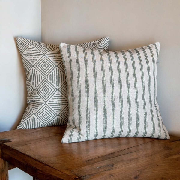 Ticking Stripe, green cushion