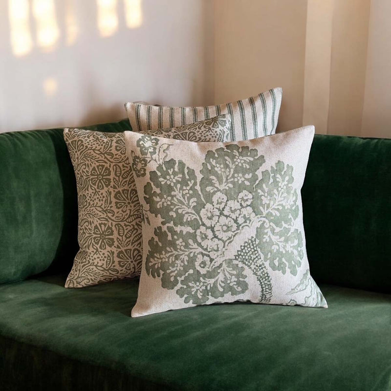 Ticking Stripe, green cushion