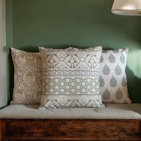 Manjul, olive & moss cushion