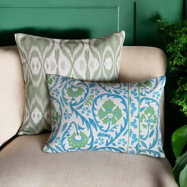 Ikat Suprano, green  cushion (W)
