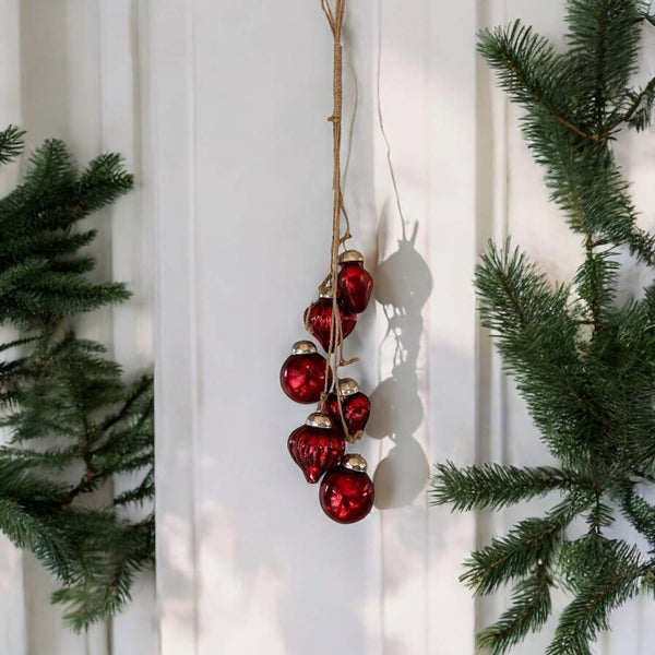 shiny red bunch of baubles - set of 2